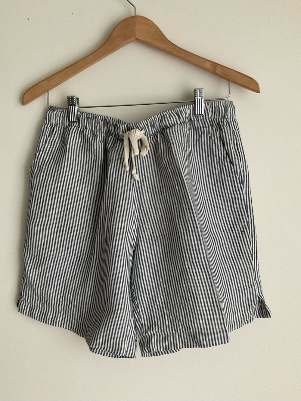 Alex Crane Linen Shorts Striped Drawstring Preppy Quiet Luxury SMALL - Picture 5 of 7